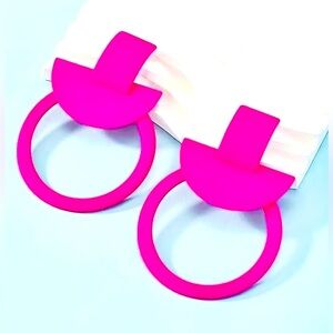 Vibrant Pink Geometric Earrings